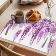 thumbnail image 3 of Purple Eucalyptus Leaf Placemats Set of 4 Spring Watercolor Botanical Place Mats Indoor Wipeable Table Mats Washable Cloth Dining Table Placemats for Kitchen Holiday Party Home Decor 13x19 Inch, 3 of 9