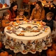 thumbnail image 4 of CSStudio Vintage Halloween Ghost Round Tablecloth 60In Waterproof Polyester Pumpkin Fall Farmhouse Dining Table Cover for Party Kitchen Decor, 4 of 5