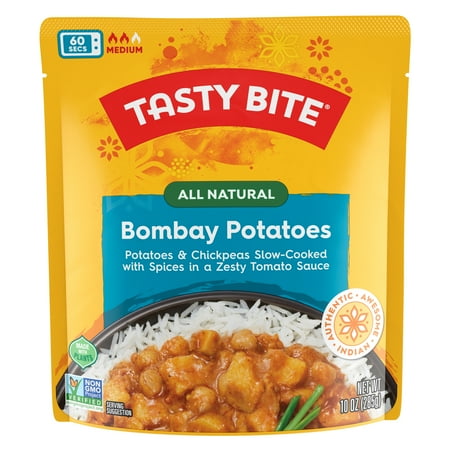“ Best by 06/30/26” Box contains 6 Packs See photo “MEDIUM INDIAN BOMBAY POTATOES CHICKPEAS & POTATOES SLOW-COOKED WITH SPICES IN A ZESTY TOMATO SAUCE, MEDIUM INDIAN BOMBAY POTATOES