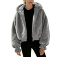 thumbnail image 2 of DAFPZW Womens Fleece Jacket Winter Sherpa Warm Full Zip Hoodies Fuzzy Shearling Long Sleeve Padded Coat Outerwear, 2 of 8