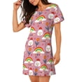thumbnail image 2 of Fotbe Cartoon Chicken Bata de Dormir para Mujer con Estampado, Camisón de Algodón de Manga Corta, Ropa de Dormir Casual, 2 of 6