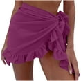 thumbnail image 2 of Chiffon Coverups for Women Solid-Color Summer Beach Bikini Cover Up Mini Skirt with Ruffles, Size Free Size, 2 of 3