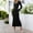 Black, variant on Women's Casual Long Sleeve Knit Dress Elegant Bodycon Vacation Maxi Dress Slim Fit Winter Fall Outfit Rose Outfits Ruffle Dress Casual Dress Dress Women Vintage Dress Women Maxi Dresses Summer Long