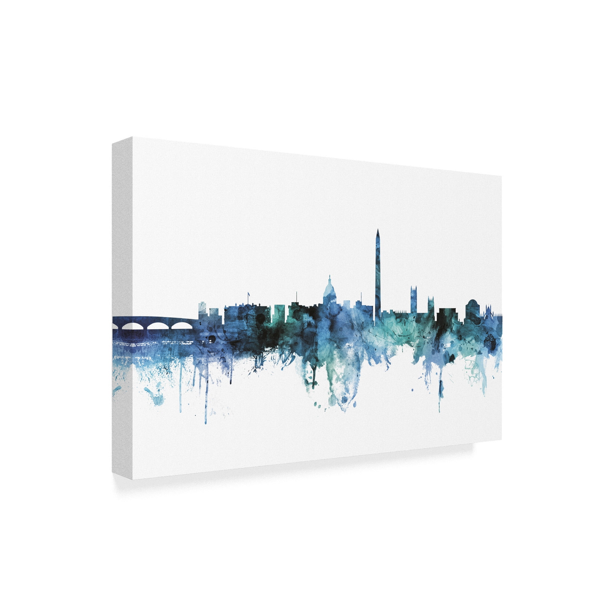 Trademark Fine Art 'Washington DC Blue Teal Skyline' Canvas Art by Michael Tompsett