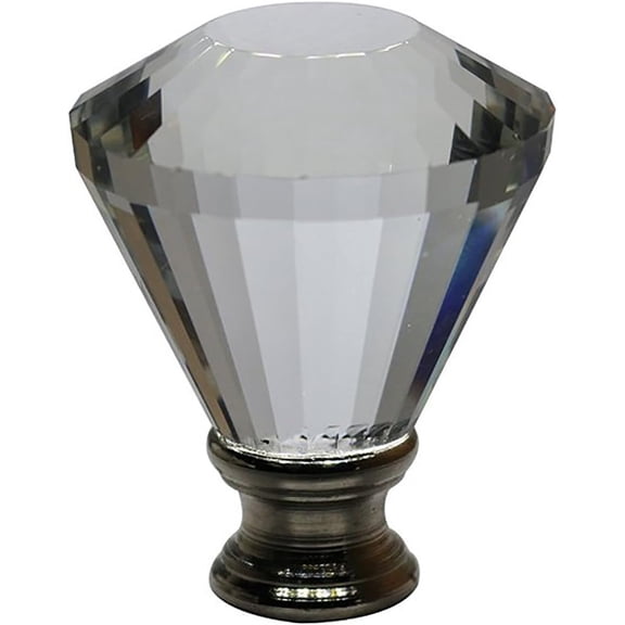 Urbanest Crystal Diana Lamp Finial – 2 Inch Tall, Brushed Steel Base– Decorative Lamp Shade Finial for Table & Floor Lamps- 1 Piece
