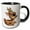 Black/White, variant on 3drose, Cute Big Eyed Baby Deer Buck with Christmas Holly Berry Illustration, 11oz Two-tone Red Mug