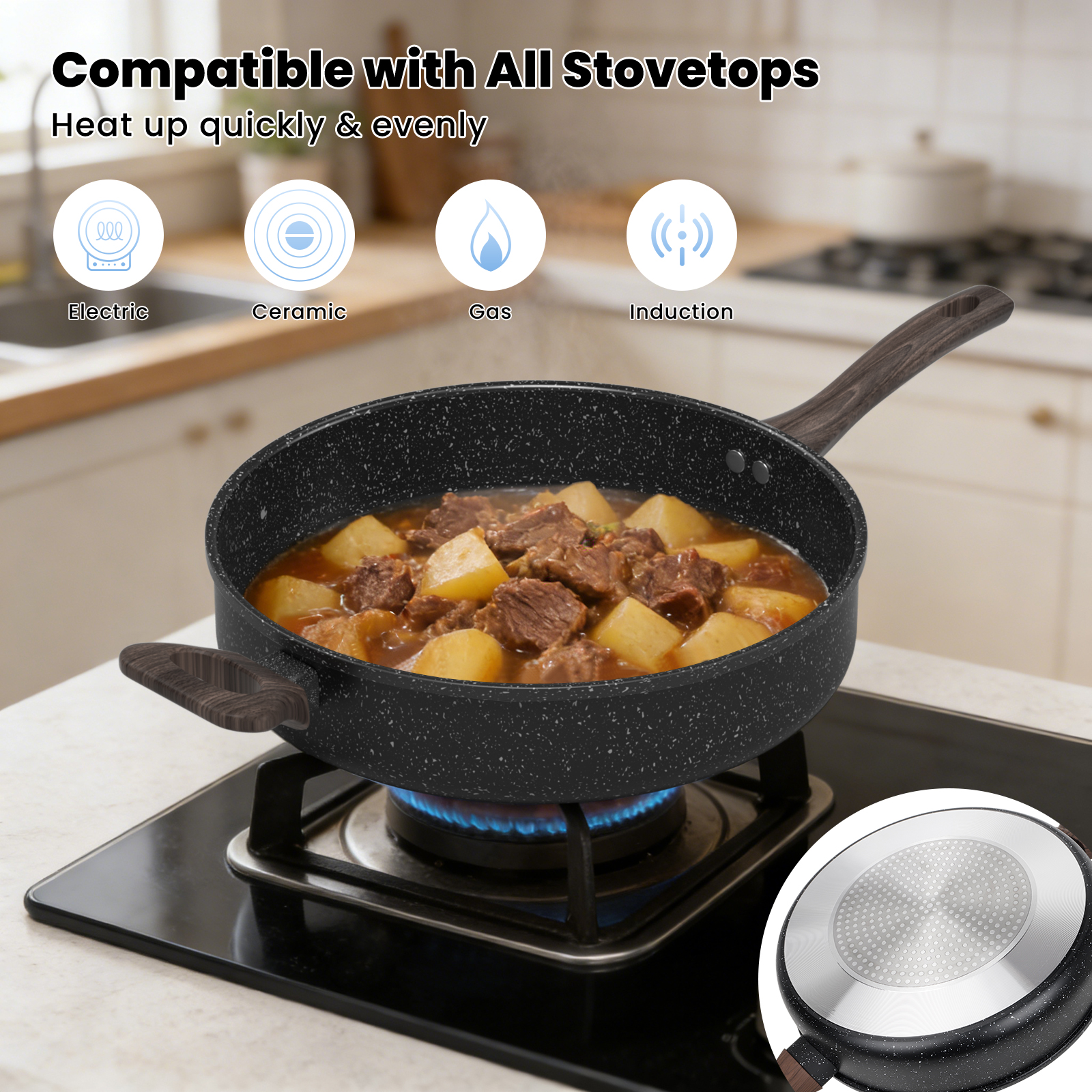 GPED 12-Inch Nonstick Frying Pan With Glass Lid photo 4