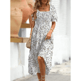 thumbnail image 2 of EASYBRAUS Women Floral Square Neck Puff Sleeve A Line Summer Dress Casual Midi Dress, 2 of 8