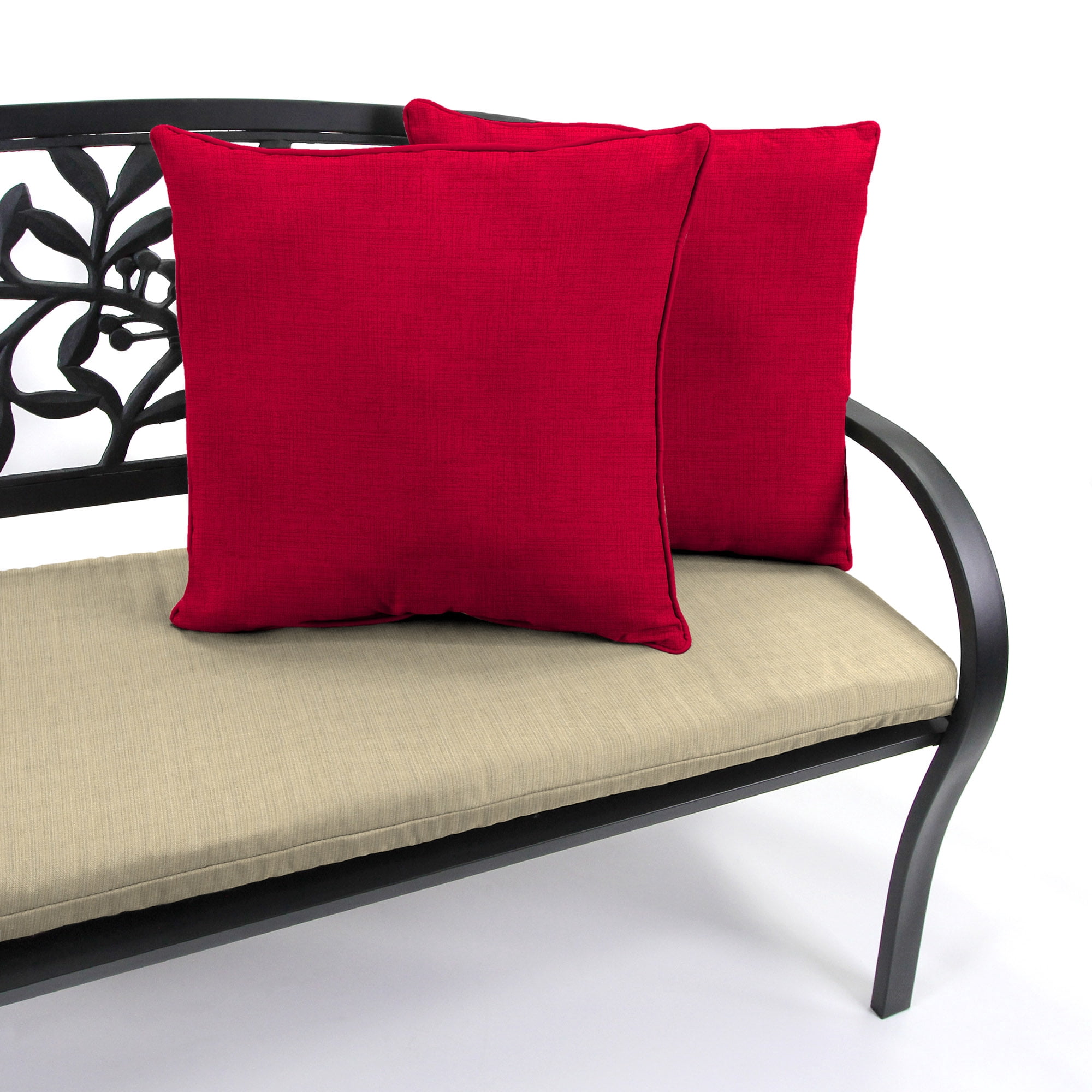 Jordan Manufacturing 16" x 16" Celosia Red Crosshatch Square Outdoor Throw Pillow with Welt