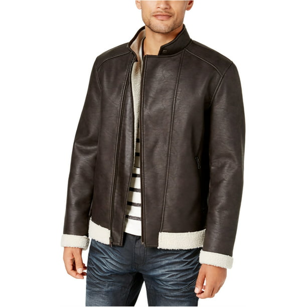 I-N-C Mens Fleece-Lined Faux Leather Jacket - Walmart.com - Walmart.com