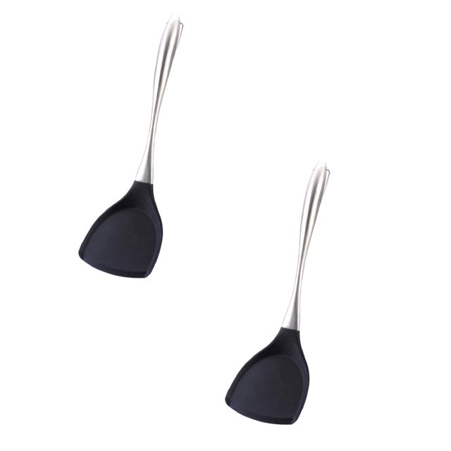 Oleegame 2PC Stainless Steel Handle Silicone Kitchenware Set Kitchen Supplies Black