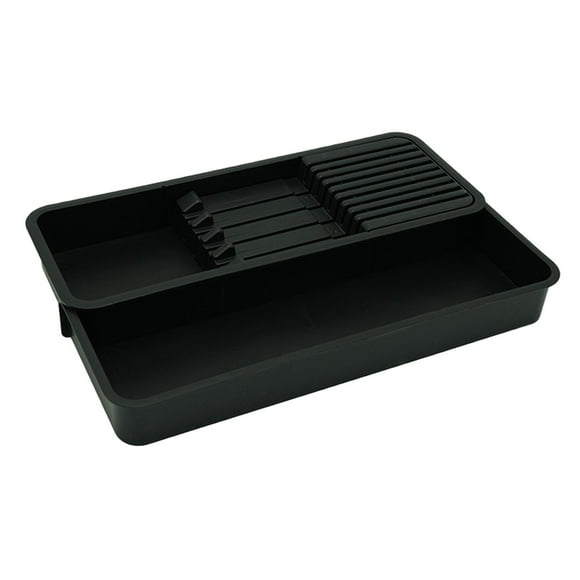 Porta cuchillos plegable, organizador de utensilios de cocina, multiusos, ahorro de espacio, fácil de almacenar, contenedor de cubiertos para el hogar Negro