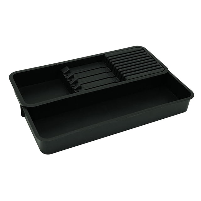 Porta cuchillos plegable, organizador de utensilios de cocina, multiusos, ahorro de espacio, fácil de almacenar, contenedor de cubiertos para el hogar Negro