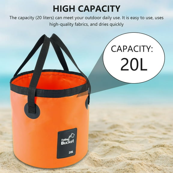 Collapsible Bucket with Handle, 2 Pack 5 Gallon Bucket(20L), Portable Camping Bucket, Ultra Lightweight Outdoor Basin Fishing Bucket, Folding Bucket for Fishing, Camping, Hiking, Car Washing and More