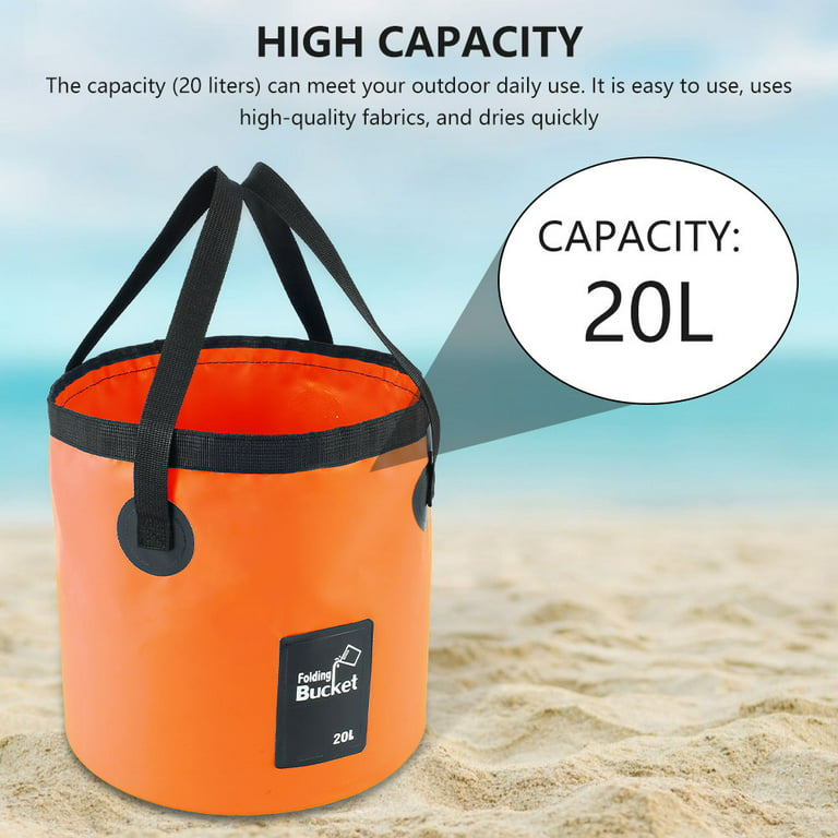 MTFun Premium Collapsible Bucket with Handle, Portable Camping Bucket,  Ultra Lightweight Outdoor Basin Fishing Bucket, Folding Bucket for Fishing