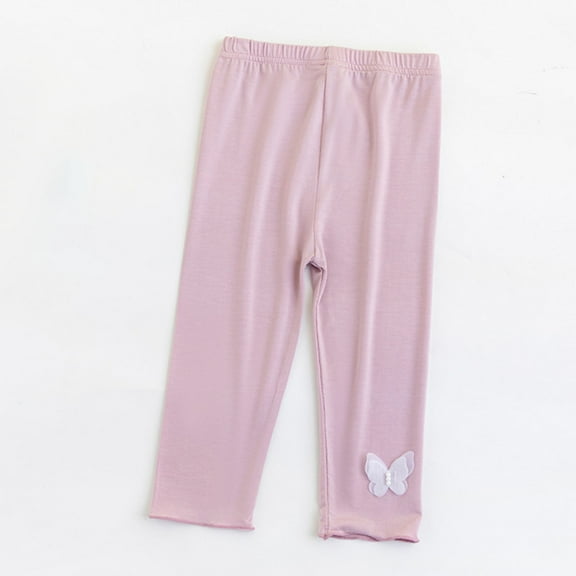 CYRBOKO Girls Leggings 2025, Elastic Waist Comfy Stretch Cotton Summer Pants Pink Size 10-12 T