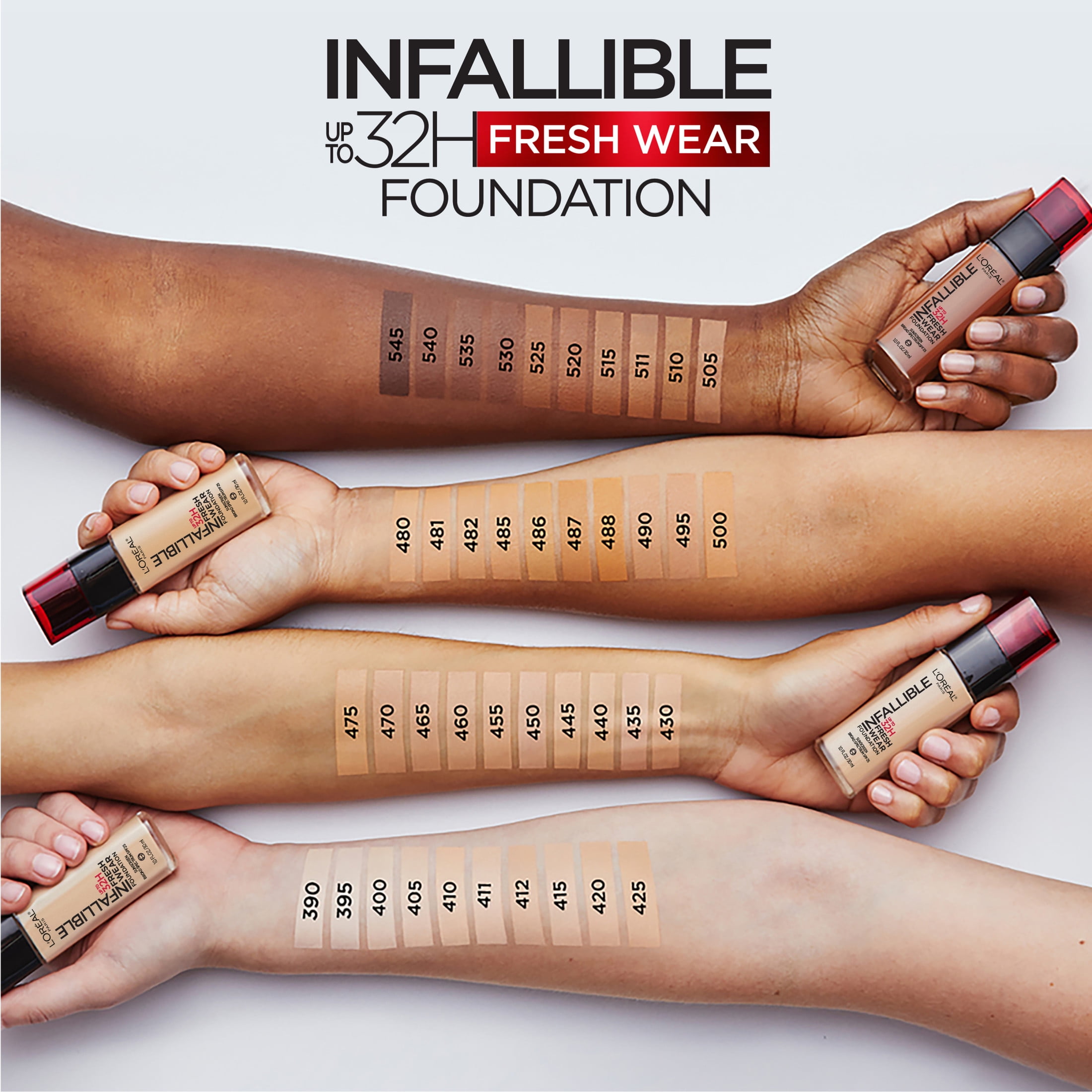 L'Oreal Paris Infallible Fresh Wear 24 Hr Liquid Foundation Makeup, 482 Radiant Sun, 1 oz