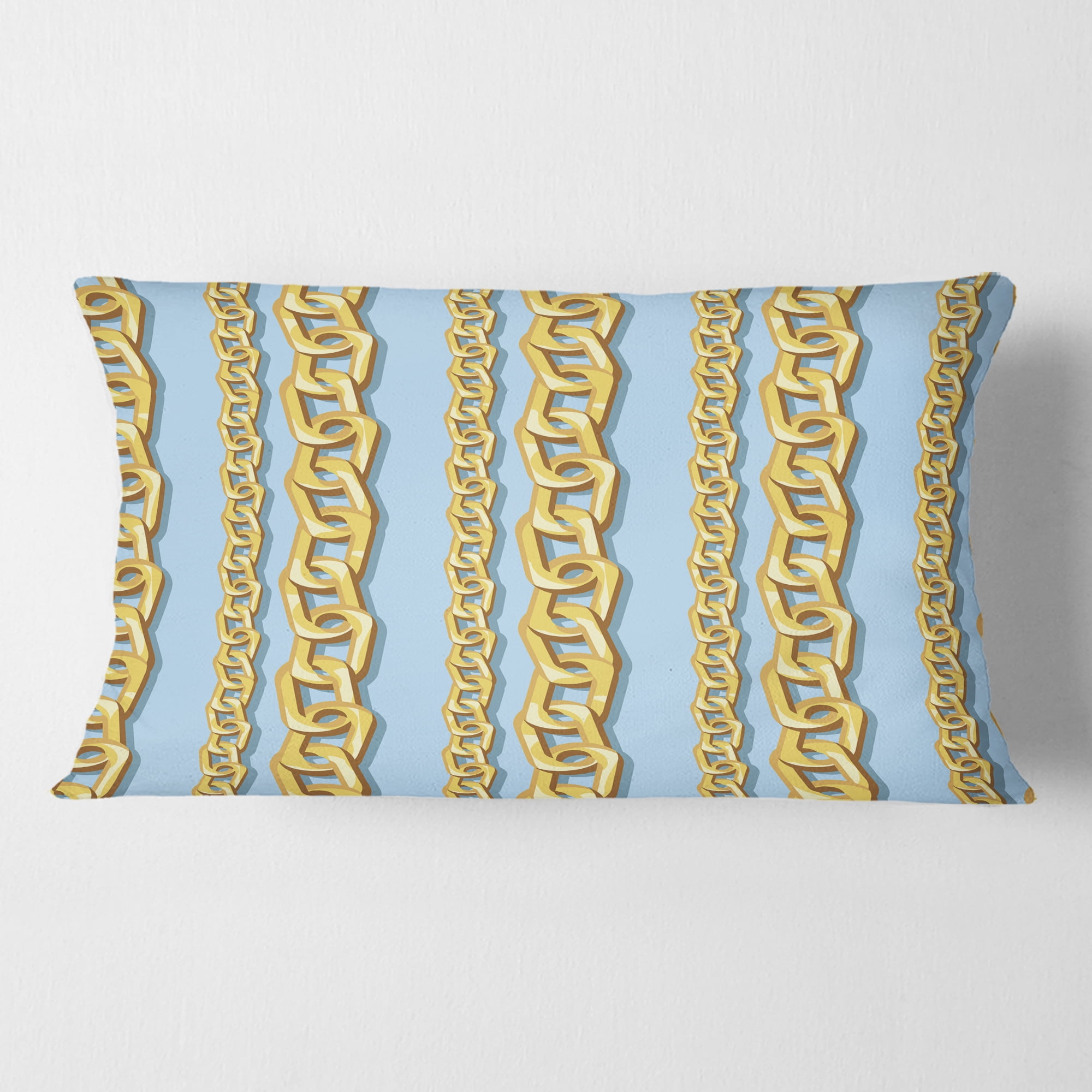Designart Gold Chain Pattern' Mid-Century Modern Throw Pillow - 12x20
