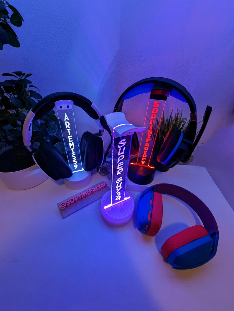 Headphone Stand Custom Gamer Tag Sign Personalized Streamer Headset