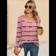 thumbnail image 4 of Camiseta Tipo Túnica de Larga con Cuello Cuadrado para Mujer, Holgada, de Cintura Alta, Estampada, para Otoño Rayas Negras S, 4 of 10