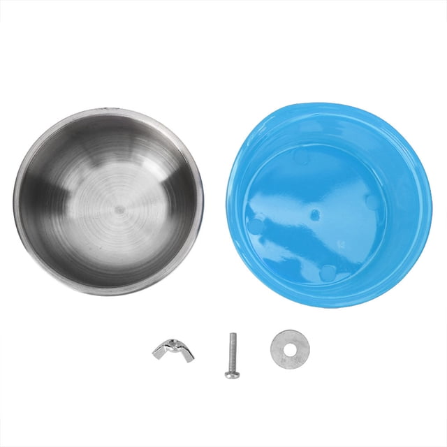 Comedero para loros y pájaros, taza de alimentación de agua y alimentos de fácil instalación para suministros para mascotas (azul)