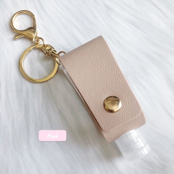 Last Chance 1X Key Bag, 1X Empty Bottle,30Ml Empty Hand Sanitizer Bottle and Keychain Set Holder Hand Sanitizer Leather Case Outdoor Portable Keychain Leather Case Pink