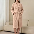 thumbnail image 5 of FchengtaiS Women Fleece Robe Short Cozy Plush Robes for Womens Soft Shawl Collar Warm Spa Bathrobe Loungewear with Pockets, 5 of 7