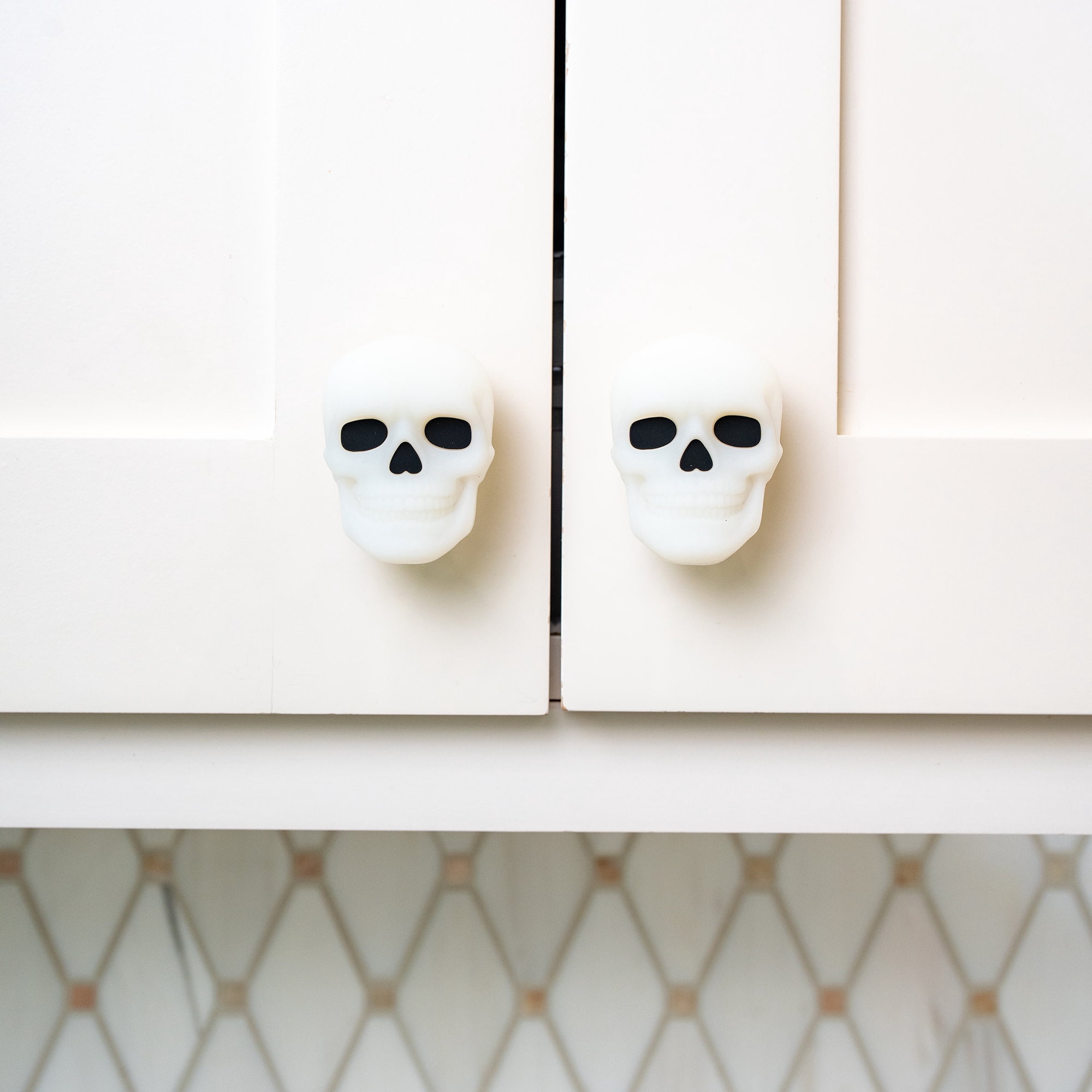 Knobēz: Decorative Cabinet Knob Covers - Skull - 12pk - Stretch Over Hardware Decorations, Spooky-Halloween-Fall-Seasonal, Kitchen-Bathroom-Dressers