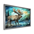 thumbnail image 2 of Designart "Serenity of Moose at Morning Lake" Animals Framed Wall Art Decor - Modern Blue Moose Entryway Framed Wall Art, 2 of 6