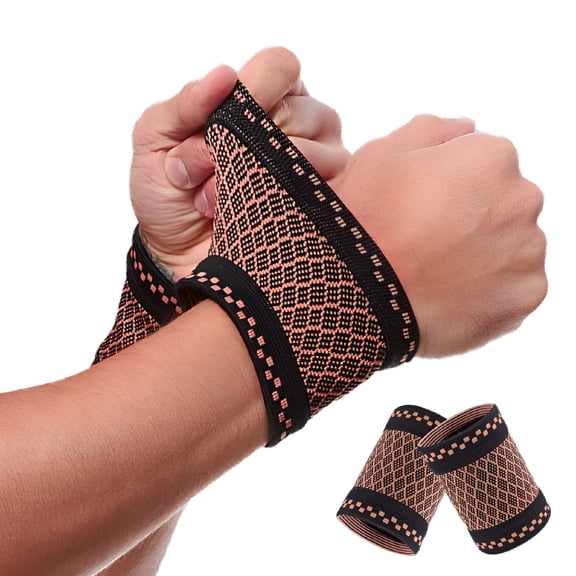 BESTSKY Copper Wrist Compression Brace (2Pcs), Elastic Wrist Support Sleeve Wrist Braces for Tendonitis, Arthritis, Carpal Tunnel Pain Relief, Soft Wrist Wrap Wristbands for Sport, Fitness, Workout