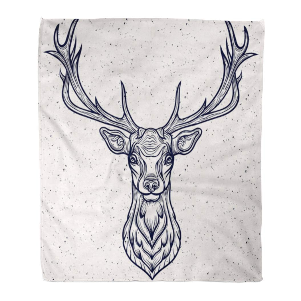 Deer Head With Big Horns Black And White Coloring Sketch Vector  Illustration Print Tattoo Royalty Free SVG Cliparts Vectors And Stock  Illustration Image 153568072