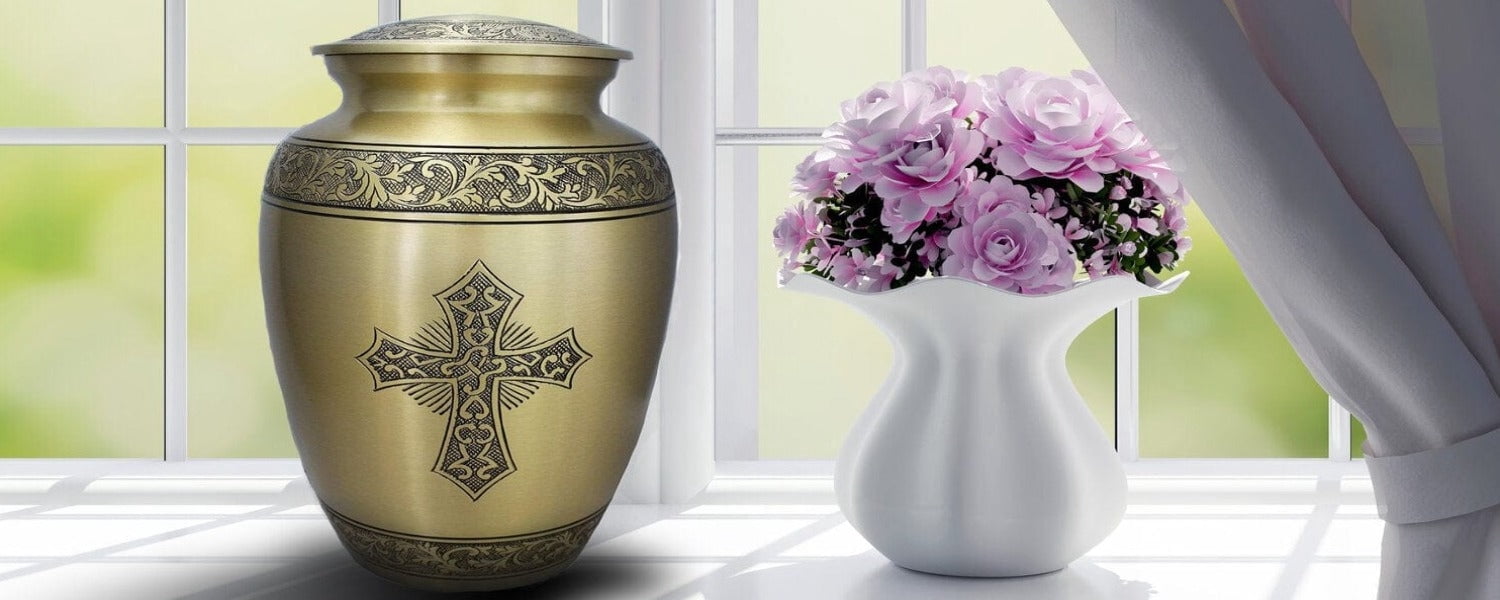 Gold Cross Urns for Cremation Ashes Large Urn XL or Small Keepsake Urns for Adult Cremation Ashes & Urns for Human Ashes for Home or Burial Cremation Urns