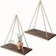 thumbnail image 2 of Estante colgante bohemio for decoración de pared, paquete de 2 estantes flotantes de madera antiguos for guardería, dormitorio, baño, sala de estar y dormitorio, 2 of 2