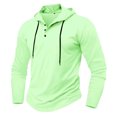 thumbnail image 2 of BXINGOHAI Mens Lightweight Hooded Sweatshirts Drawstring Button Hoodie Shirts Slim Fit Long Sleeve Pullover Sweatshirt Outdoor Athletic Workout Tops Clearance Sale Green,XXL, 2 of 4
