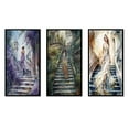 thumbnail image 2 of Designart "Stylish Girl Striking a Pose III" Woman Romantic Framed Wall Art Set Of 3 - Cream Woman Romantic Frame Canvas Set For Living Room Decor, 2 of 7