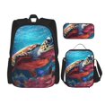 thumbnail image 1 of Fotbe Colorful Ocean Sea Turtle Set Escolar 3 en 1 para Niños - Mochila Duradera con Lonchera Aislante y Estuche para Lápices - Mochila Escolar para Niños y Niñas, 1 of 7