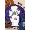 thumbnail image 6 of Women's White Sequin Mardi Gras Pattern Graphic Crew Neck Tee | [ZhiHiMeRi] | (US 20-22)2XL, 6 of 6