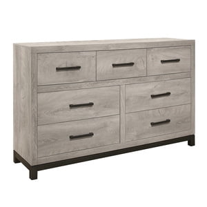 Sleek Design Zephyr Collection Dresser with Metal-Finish Banding and Gray Faux Wood Finish