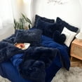 thumbnail image 5 of MorroMorn 5 PCS Shaggy Duvet Cover Bedding Set - Fluffy Comforter Cover Long Faux Fur Luxury Ultra Soft Cozy (Navy, King/California King), 5 of 6
