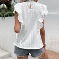 thumbnail image 4 of Blusas vintage con volantes y mangas cortas de encaje y mariposas para mujer, blusas informales de cuello redondo de punto blancas, blusas bohemias para playa, blusas holgadas de verano, 4 of 4