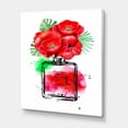 thumbnail image 3 of Designart ' Perfume Chanel Five With Red Flowers ' Modern Canvas Wall Art Print, 3 of 4