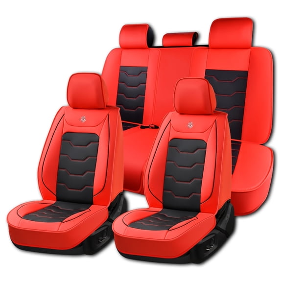 Fit for FORD FIESTA 2011-2019 Seat Cover, Red Car Seat Covers, Waterproof PU Leather Full Set of 5 Seats Easy to Clean and Install Beautify Interior, Protect Car Seats