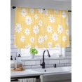 thumbnail image 3 of Sheer Curtains 45 Inches Long, White Yellow Daisy Light Filtering Window Curtains for Living Room/Bedroom, Spring Summer Floral Botanical Rod Pocket Voile Sheer Curtain Drapes, 52"W x 45"L, 2 Panels, 3 of 8