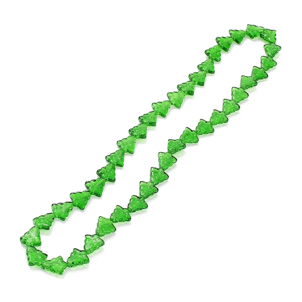 Transparent Glass Bead Strands Christmas Trees Green 15.5~16x14.5~15x4.5~5mm Hole: 1mm about 40pcs/strand 25.20~25.59(64~65cm)