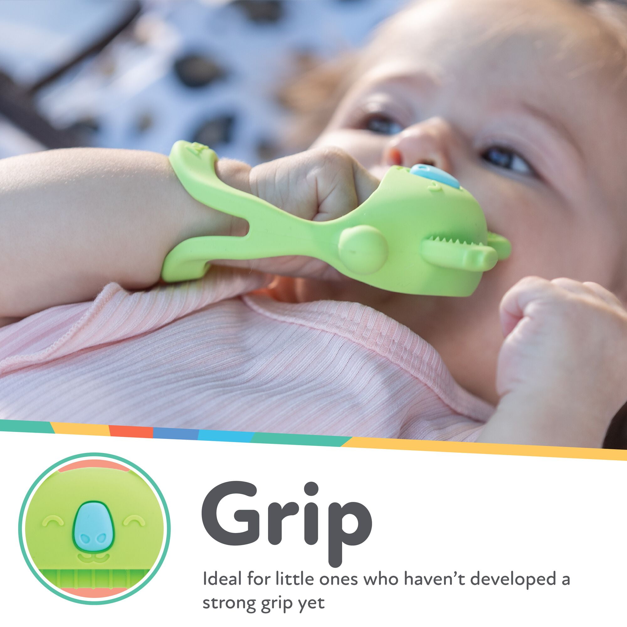Nuby Mini Wrist Grip Silicone Teething Mitten for Babies, Koala