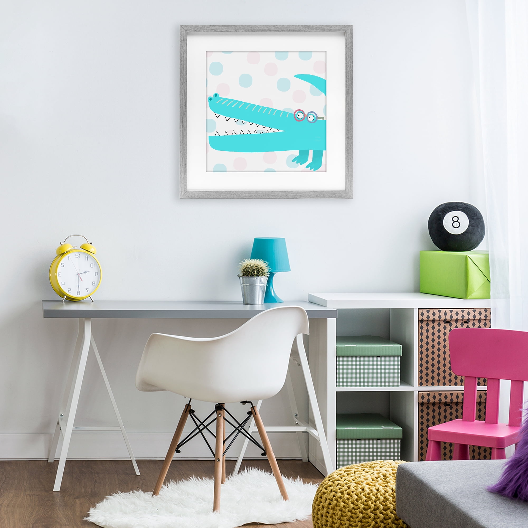 Stupell Industries Electric Blue Crocodile Gray Framed Print Under Glass, design by Carla Daly