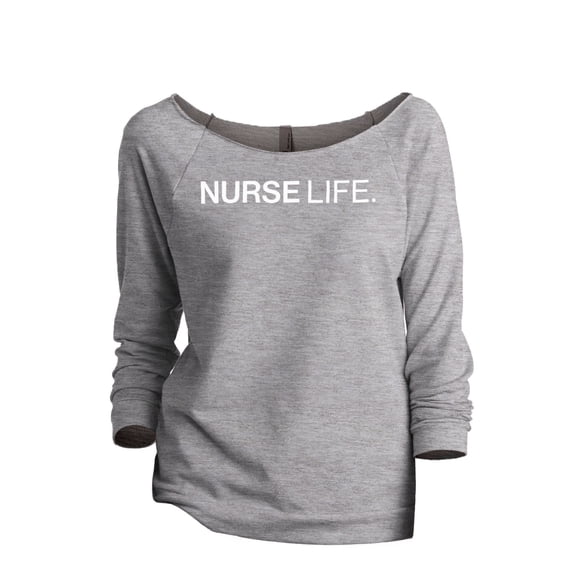 Nurse Life Women's Fashion Slouchy 3/4 Sleeves Raglan Sweatshirt Sport Grey Small