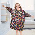 thumbnail image 5 of FORMRS Wearable Blanket Hoodie with Sleeves for Kids Cozy Flannel Sweatshirt, Small Colorful Flower, 5 of 7
