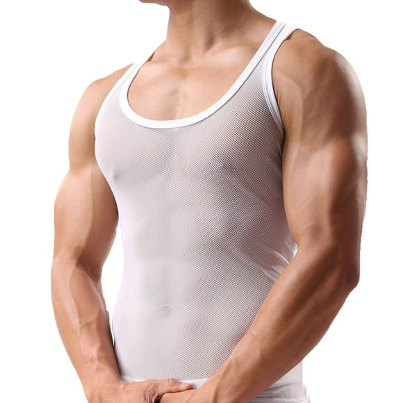 Clearance Sale 2025 Intimates Men's Sexy Underwear Boxer Briefs Mesh Breathable Sexy Shirts Men's Sleeveless Sleepwear See Through Mesh Vest Casual