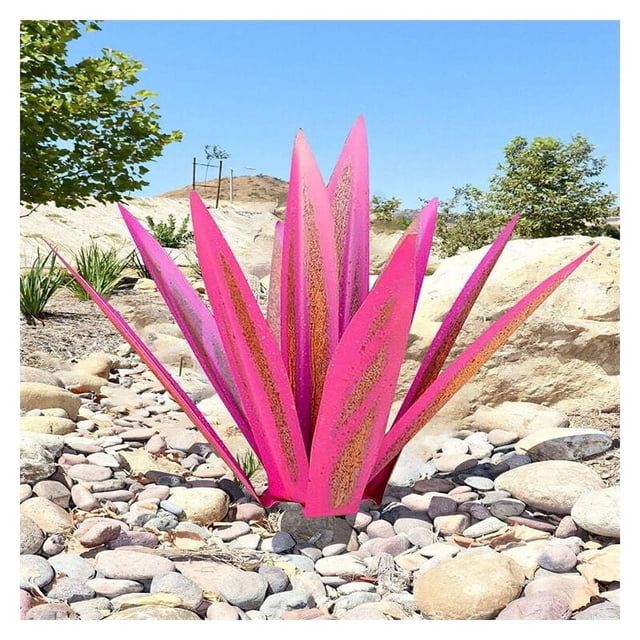 Arte de jardín de agave de metal: plantas de agave artificiales para decoración de exteriores, diseño único pintado a mano, decoración rústica para patio delantero, esculturas de arte de jardín de